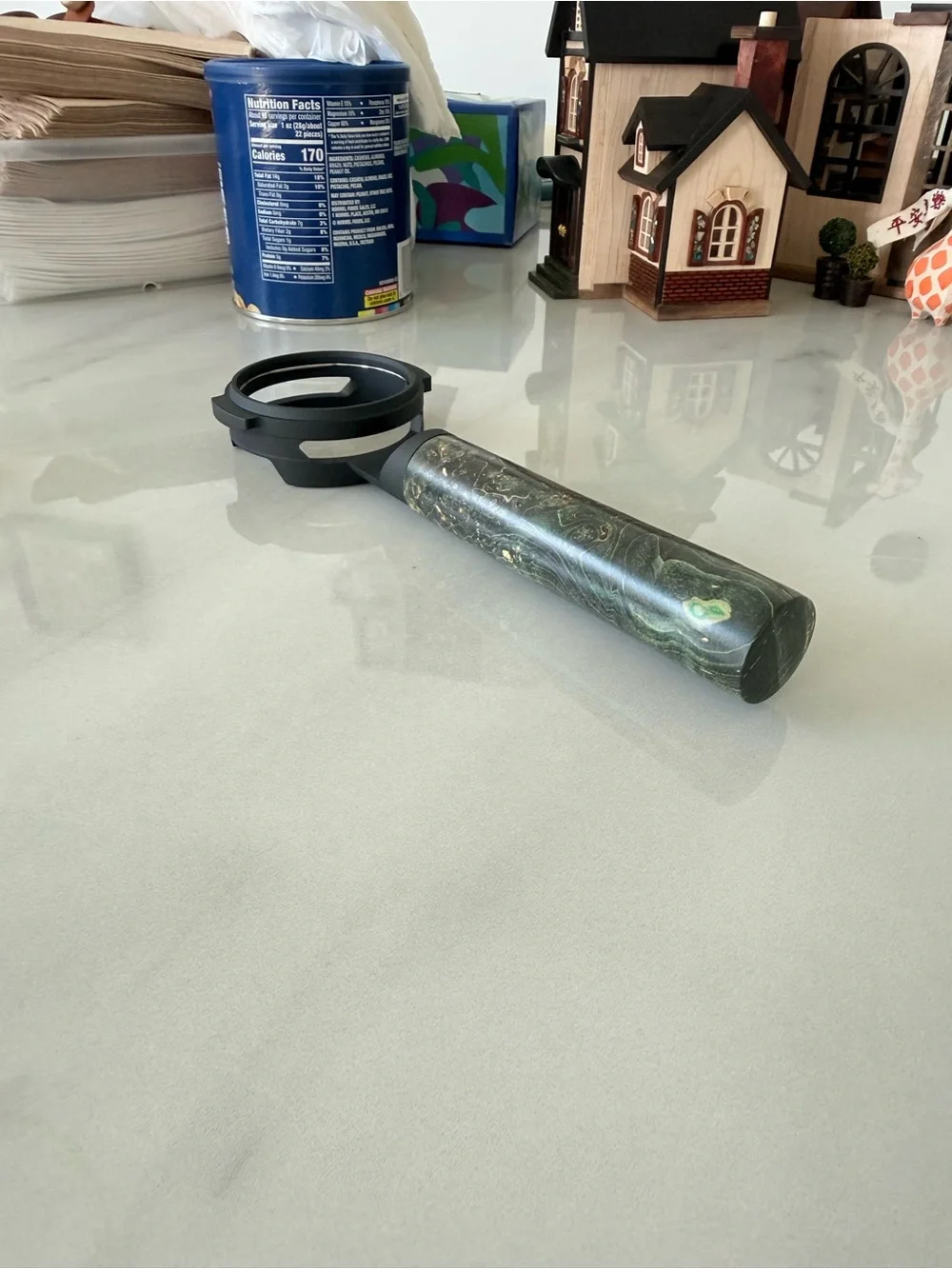 Premium Black and Green Marble Portafilter Handle for Espresso Machines